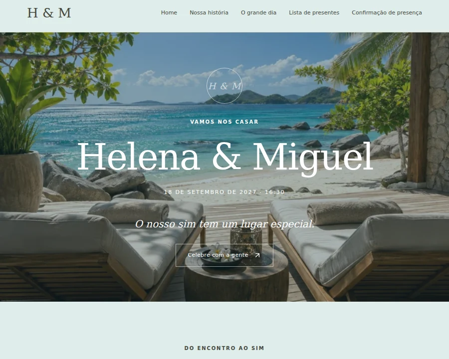 Prévia do modelo À beira-mar no site de casamento Focalli